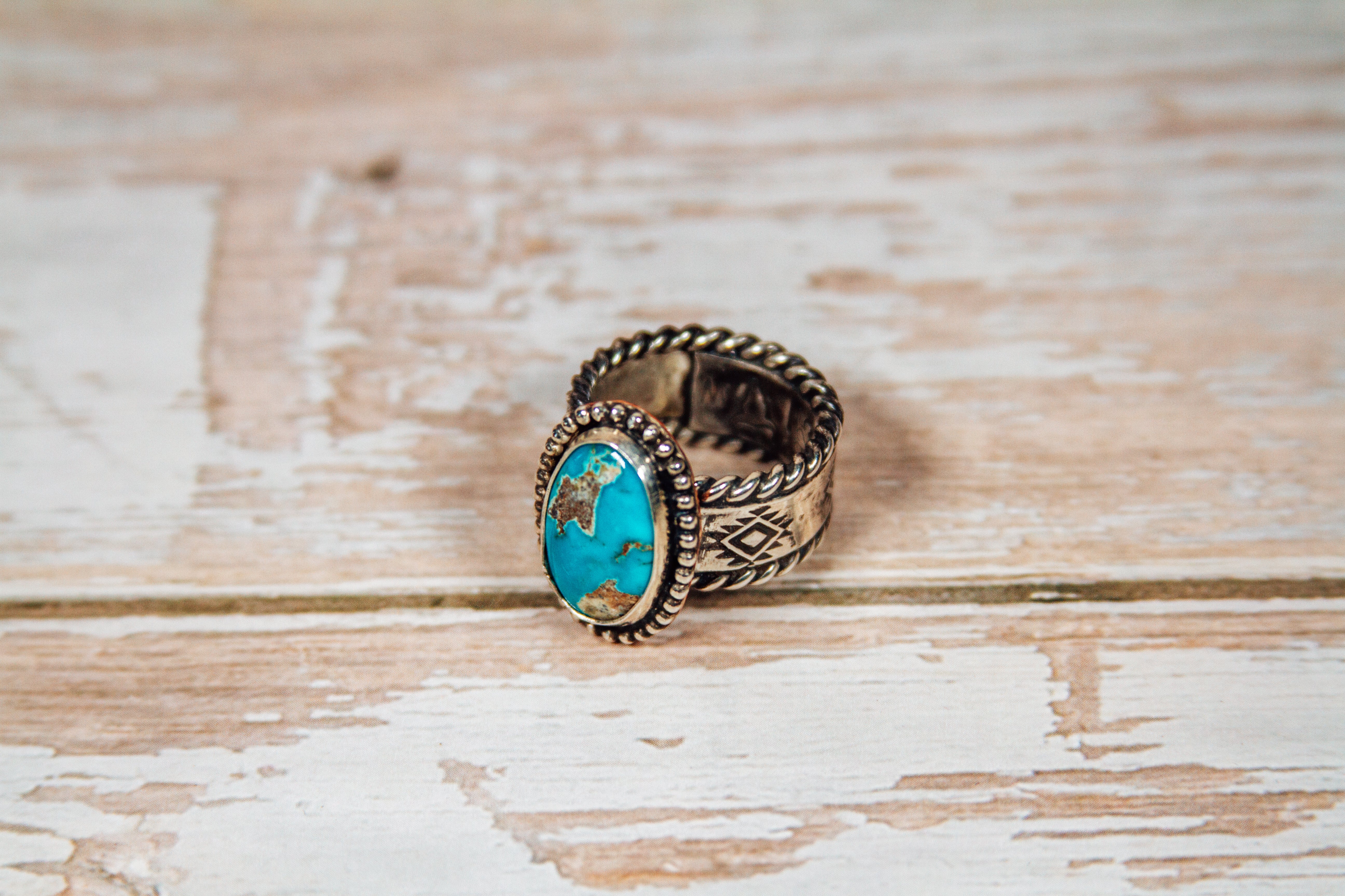 Royston Turquoise Sterling Silver with Copper Accents Ring size 6