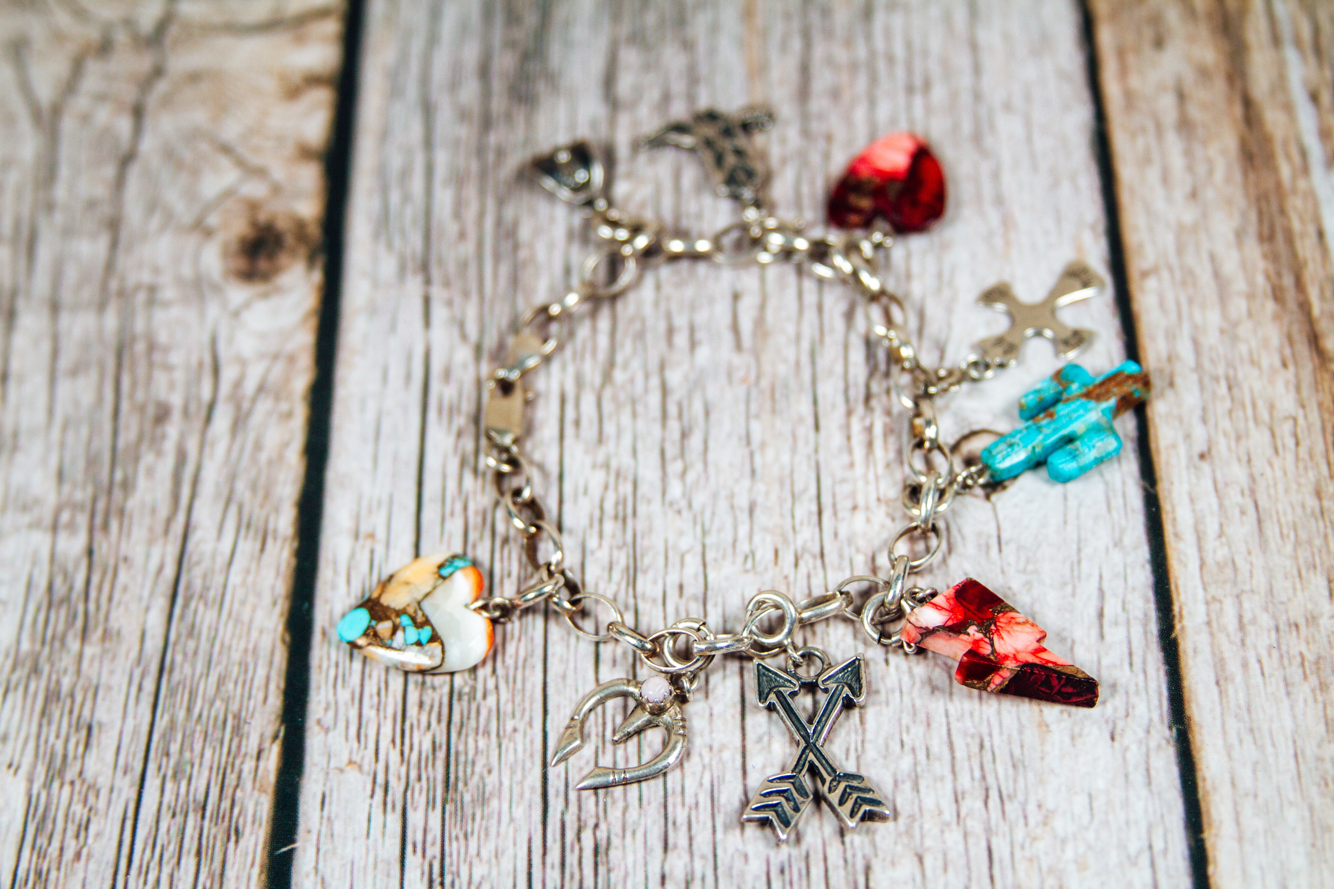 Personal "Destash" Collection: Navajo Sterling Silver Charm Bracelet 5.75"