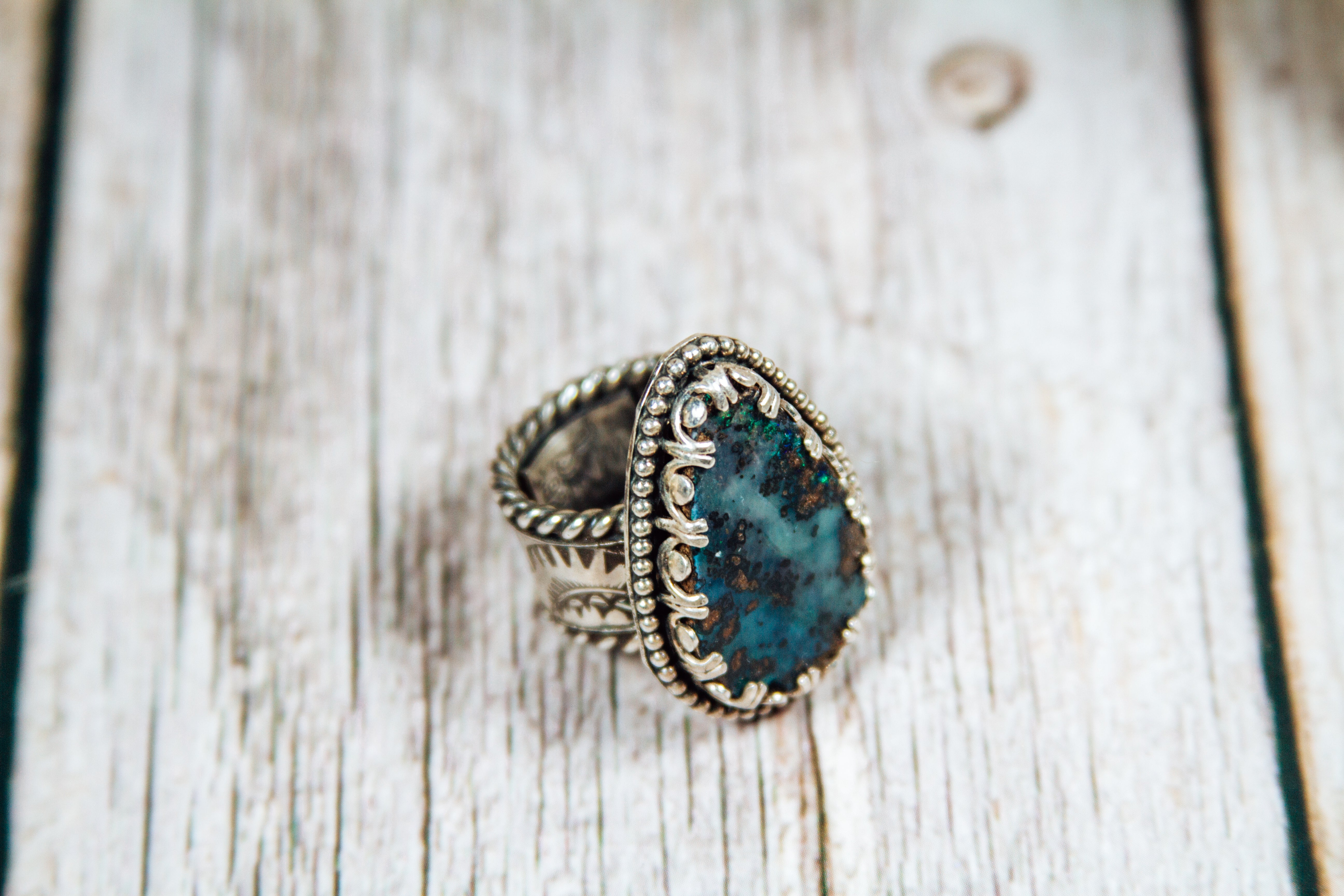 Handmade Sterling Silver Ring Australian Opal Size 5.5