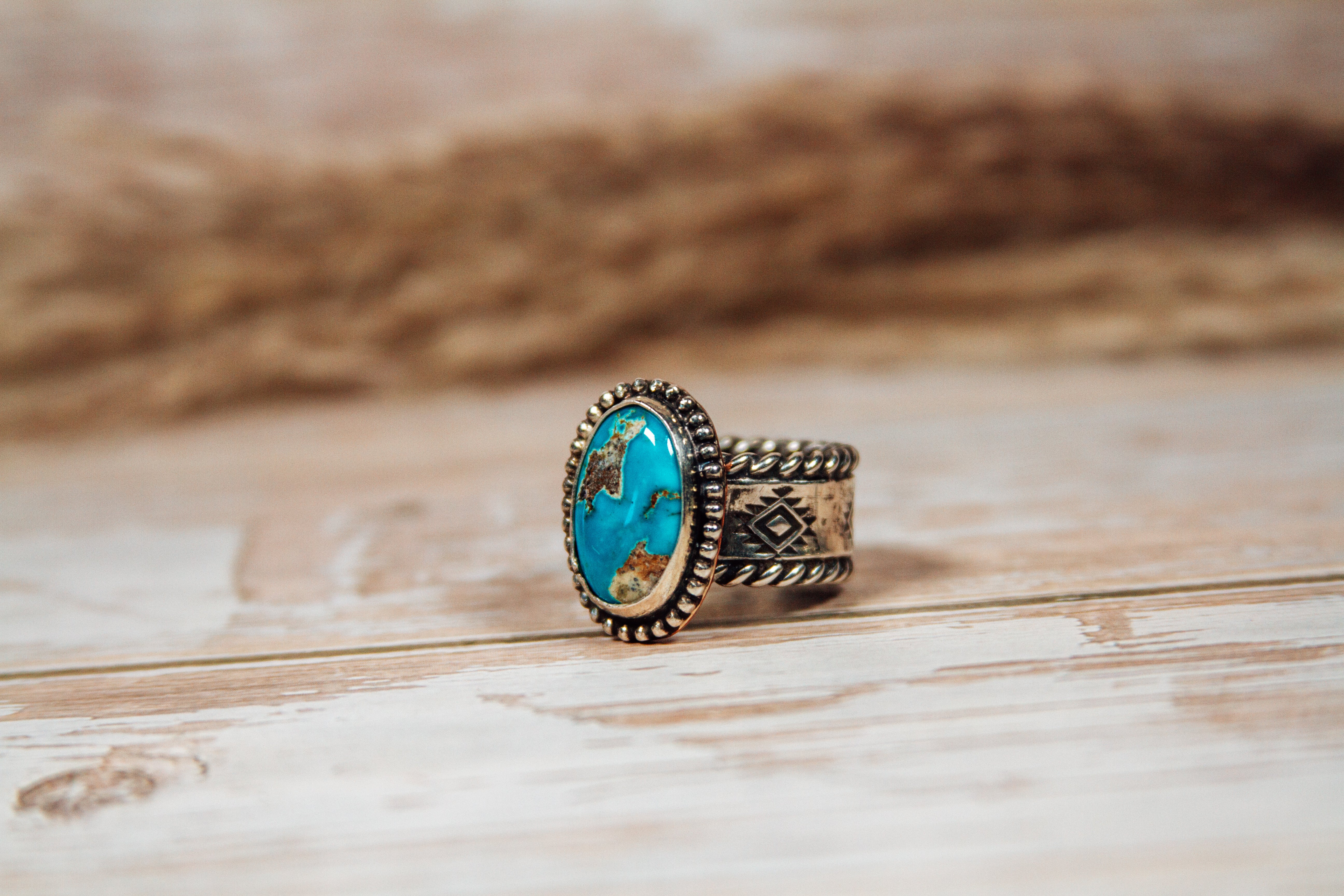 Royston Turquoise Sterling Silver with Copper Accents Ring size 6