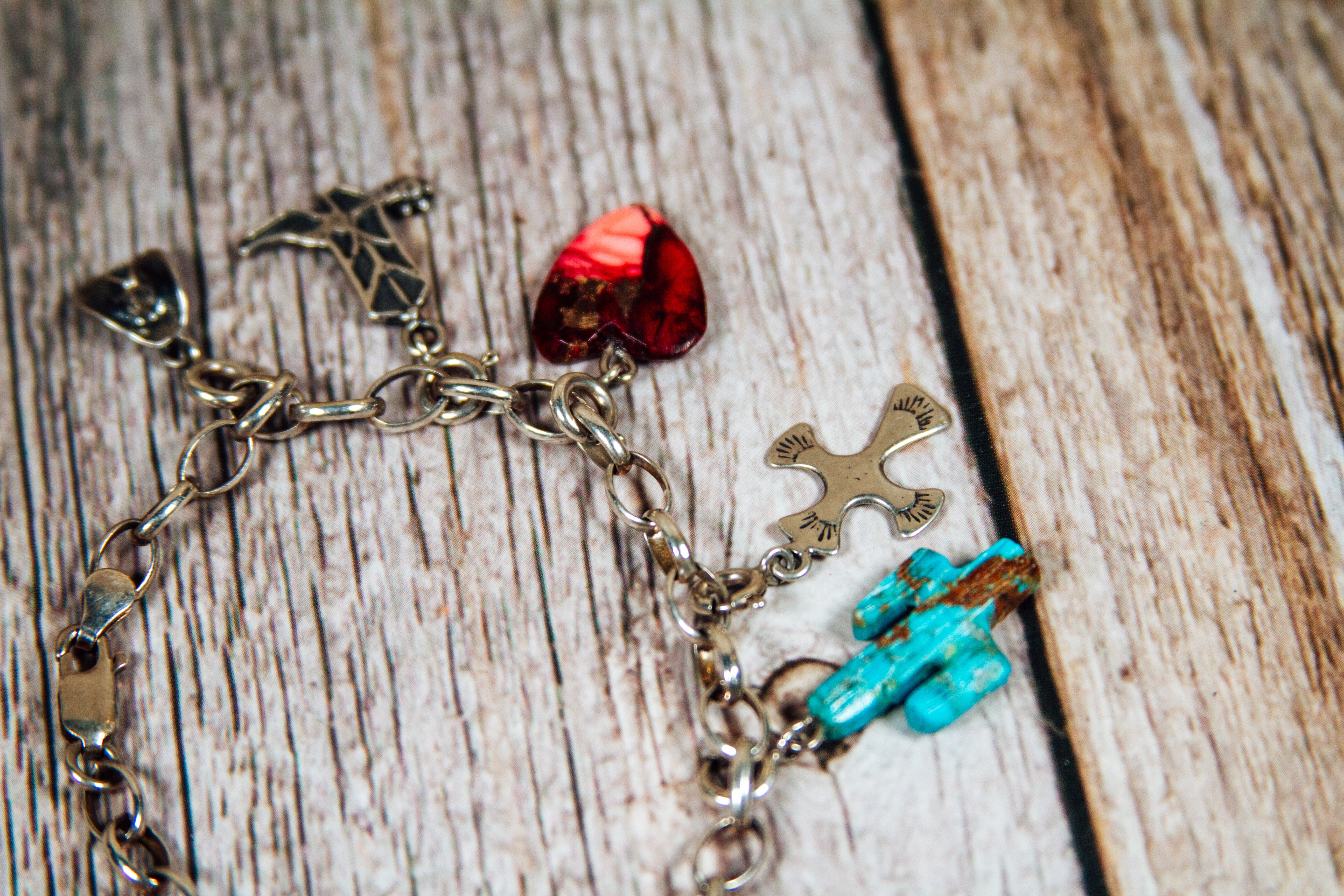 Personal "Destash" Collection: Navajo Sterling Silver Charm Bracelet 5.75"