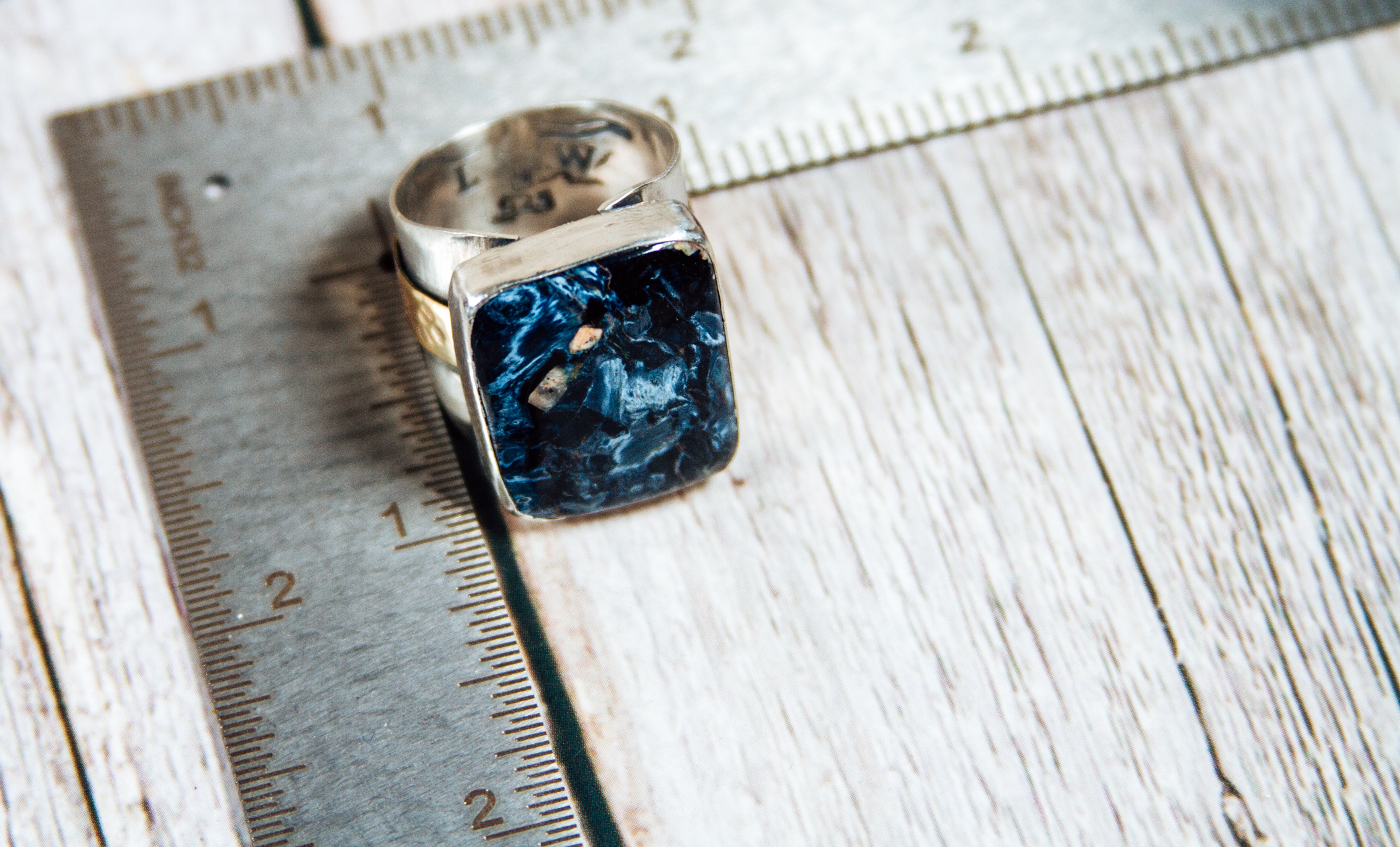 Handmade Sterling Silver & Jeweler’s Gold Ring | Pietersite Statement Ring | Size 10