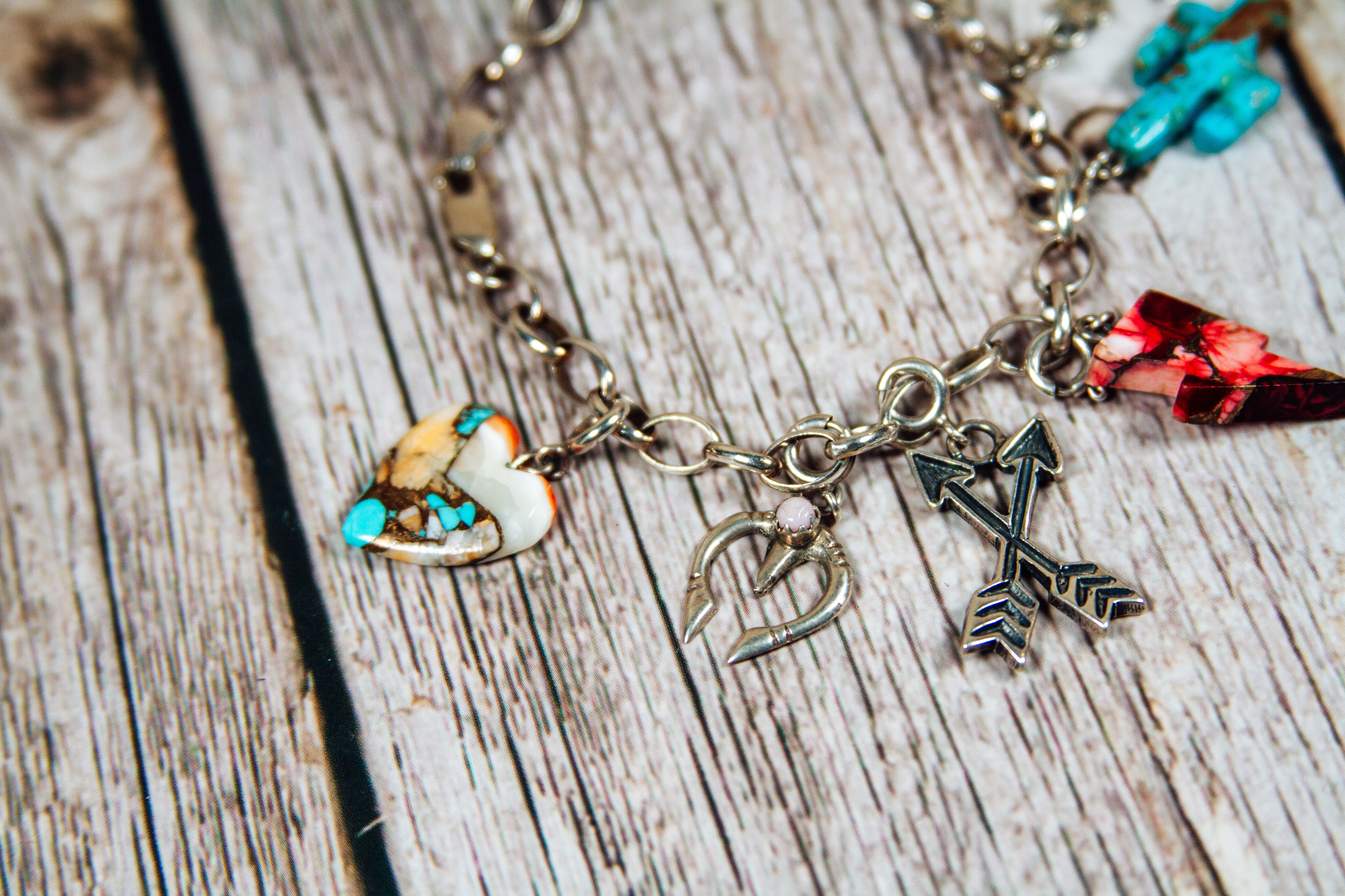 Personal "Destash" Collection: Navajo Sterling Silver Charm Bracelet 5.75"