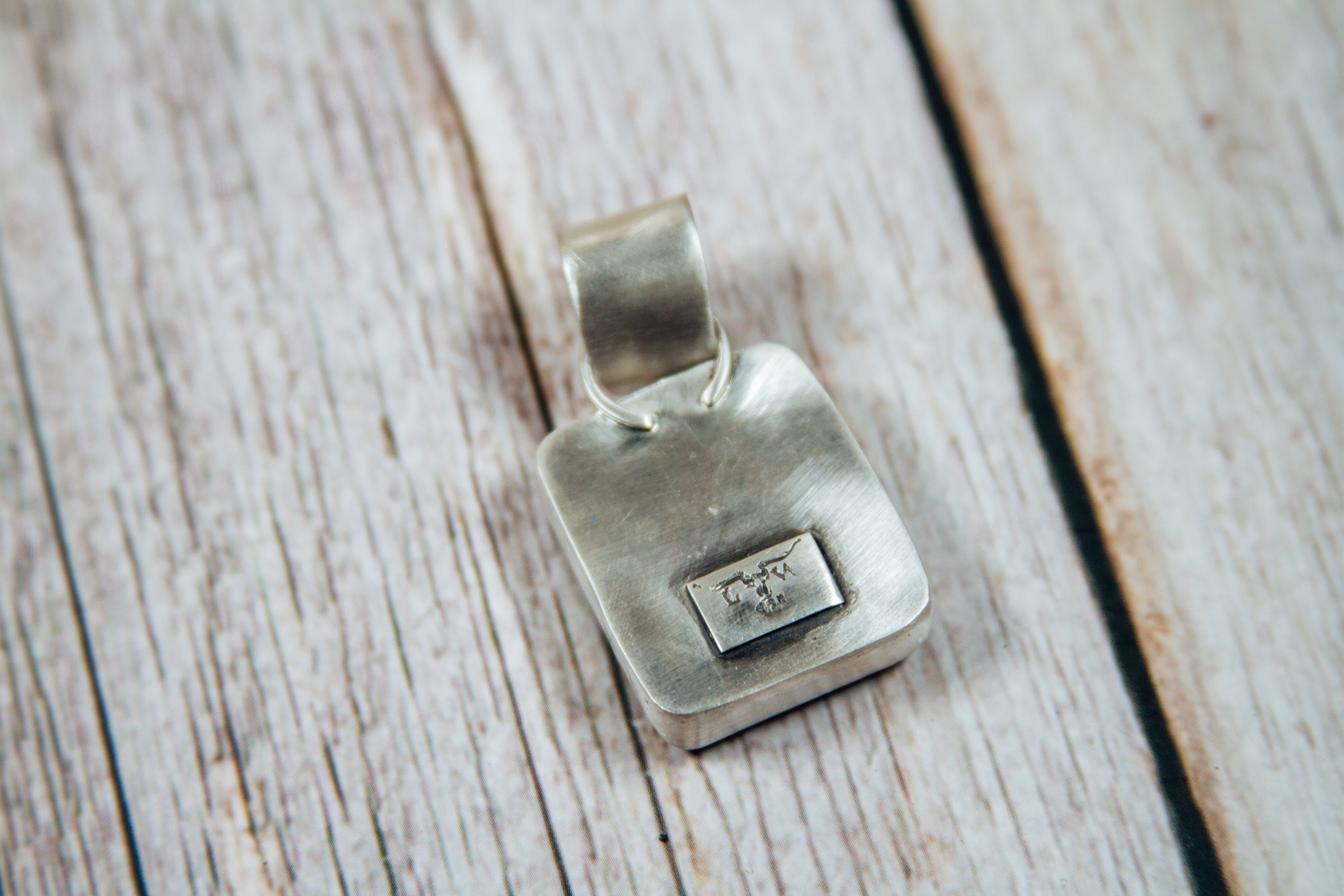 Handmade Sterling Silver Glass Ace of Spades & Kingman Turquoise Pendant