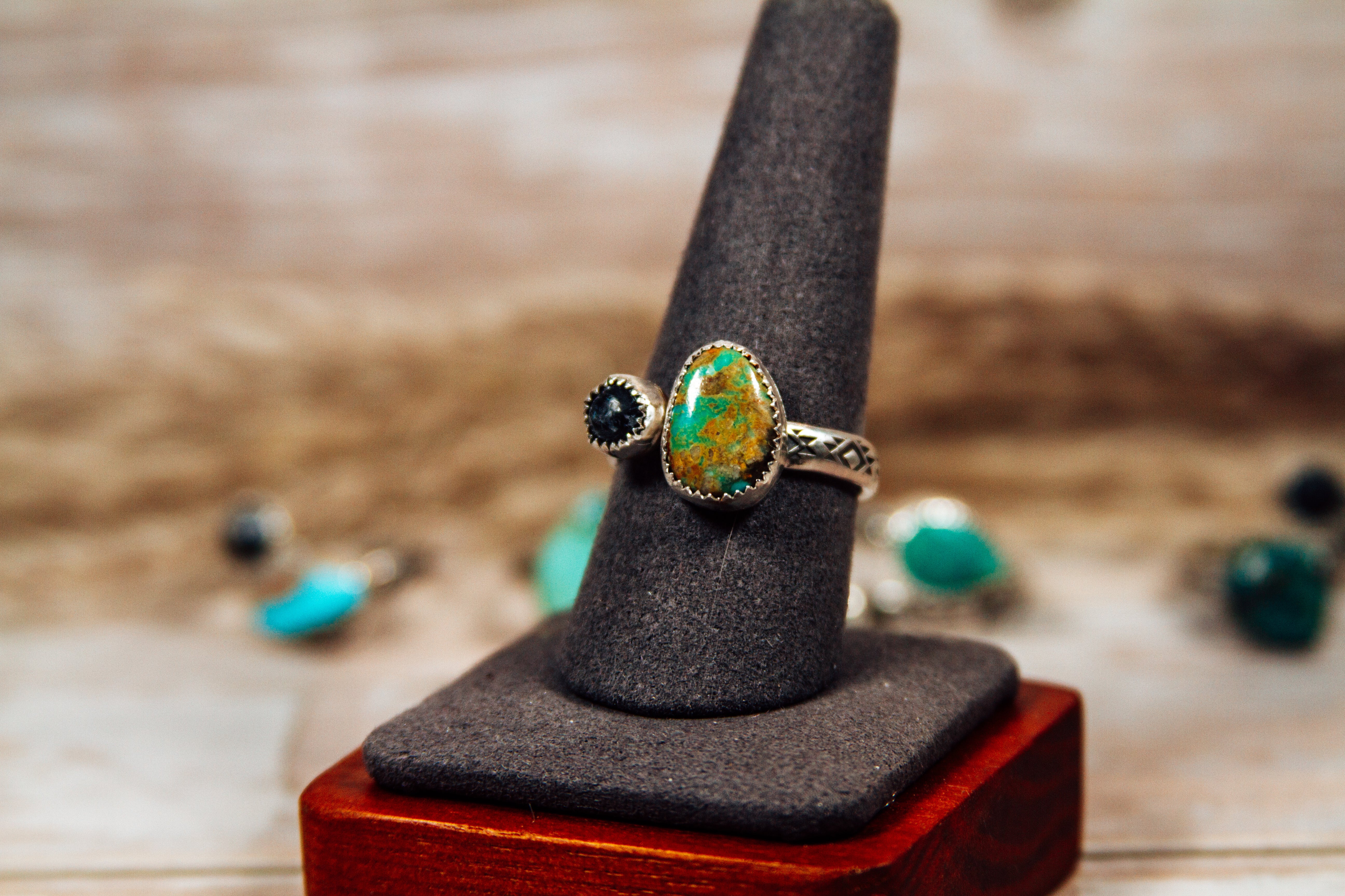 Bypass - Adjustable Turquoise with White Buffalo Sterling Silver Ring