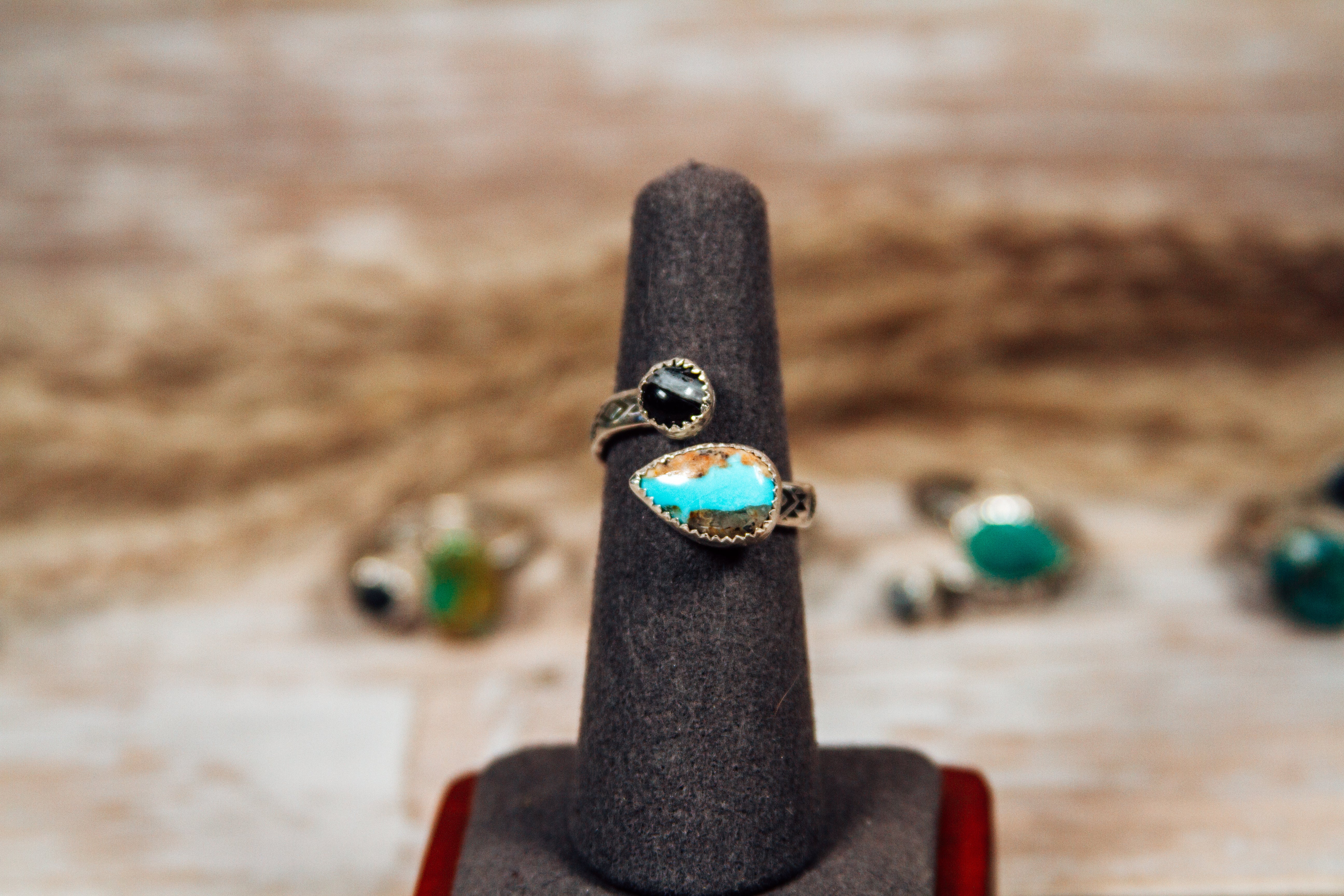 Bypass - Adjustable Turquoise with White Buffalo Sterling Silver Ring