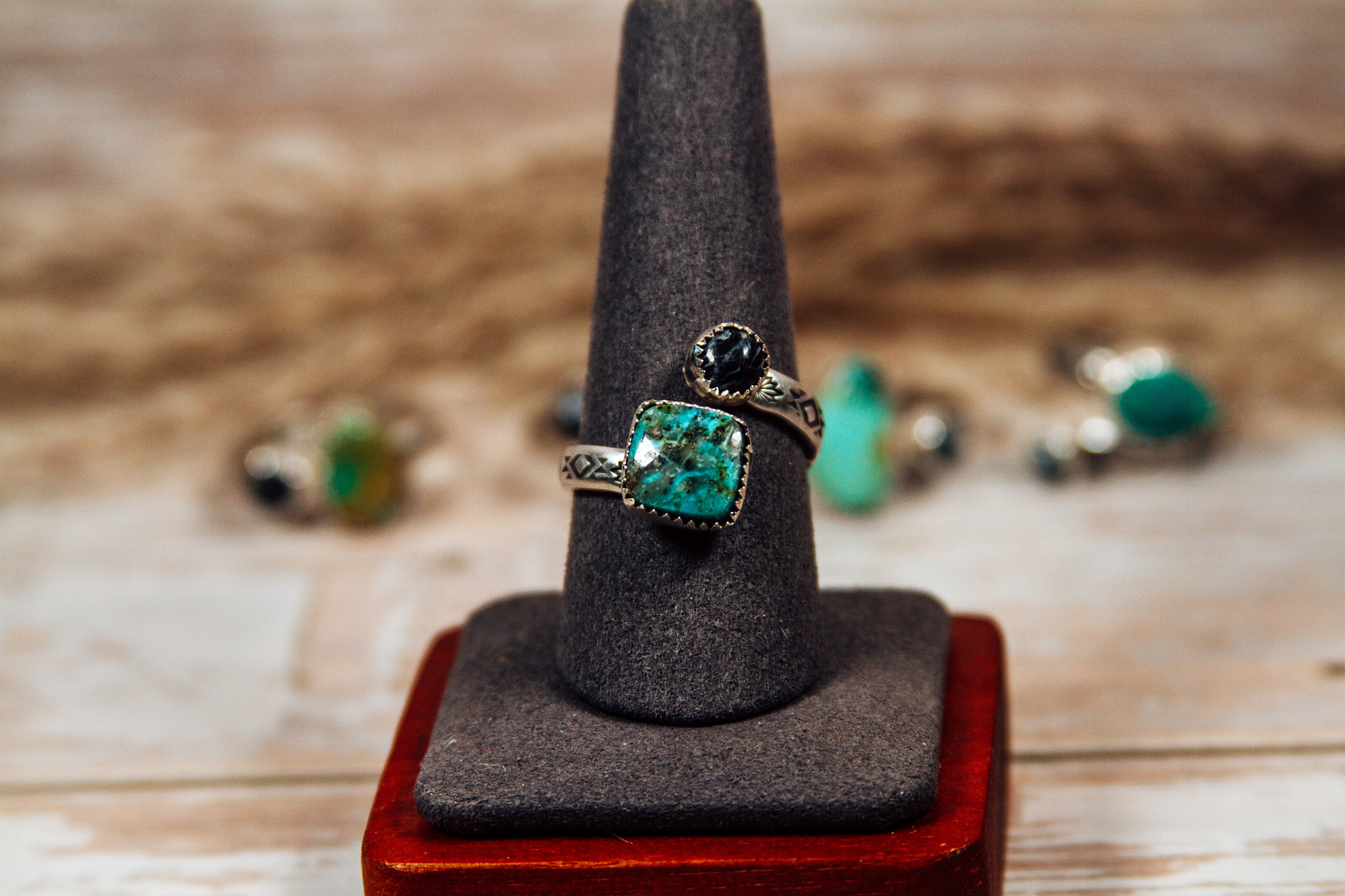 Bypass - Adjustable Turquoise with White Buffalo Sterling Silver Ring