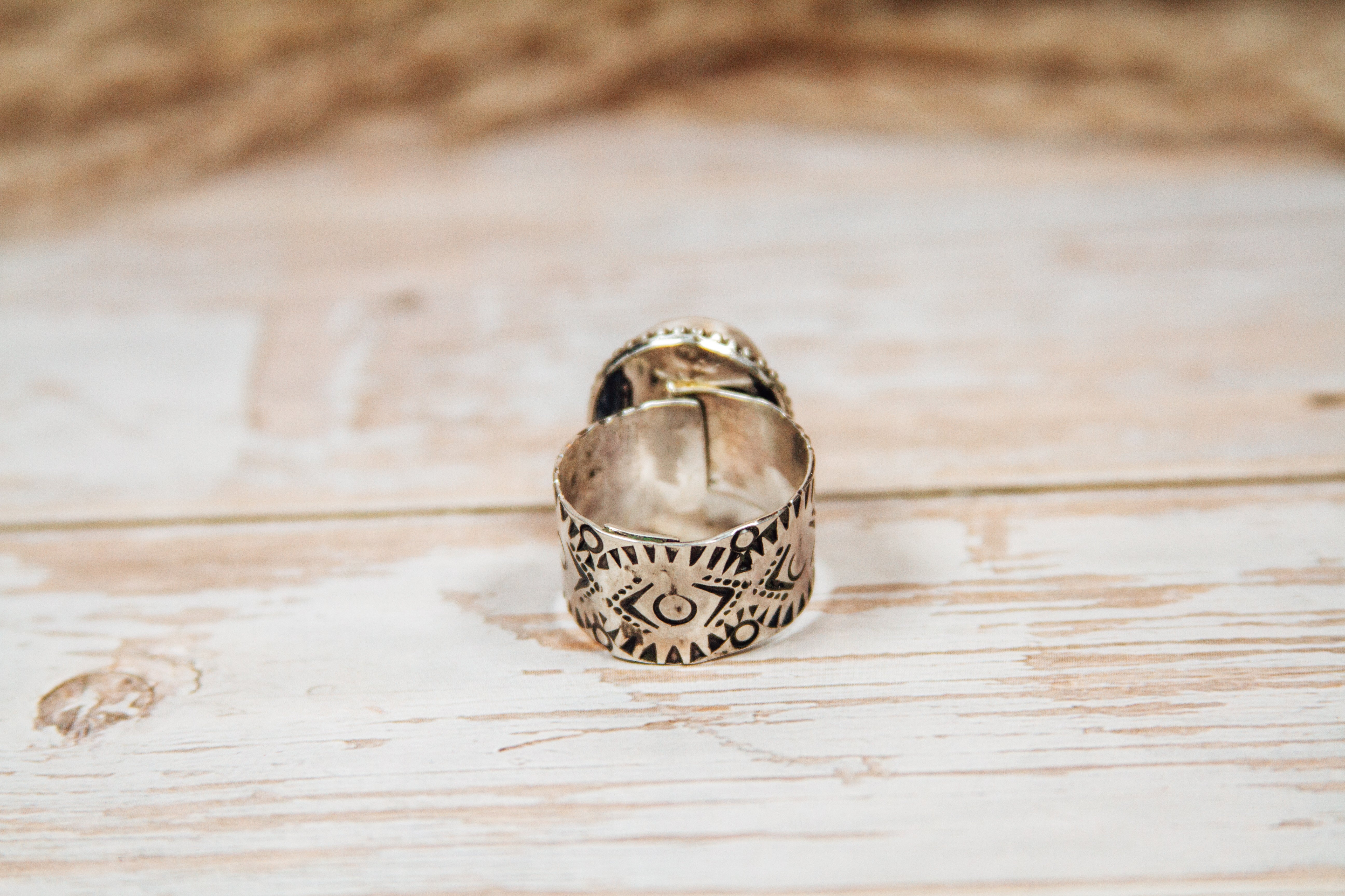 Frog Blossom Variscite Sterling Silver Ring Size Adjustable