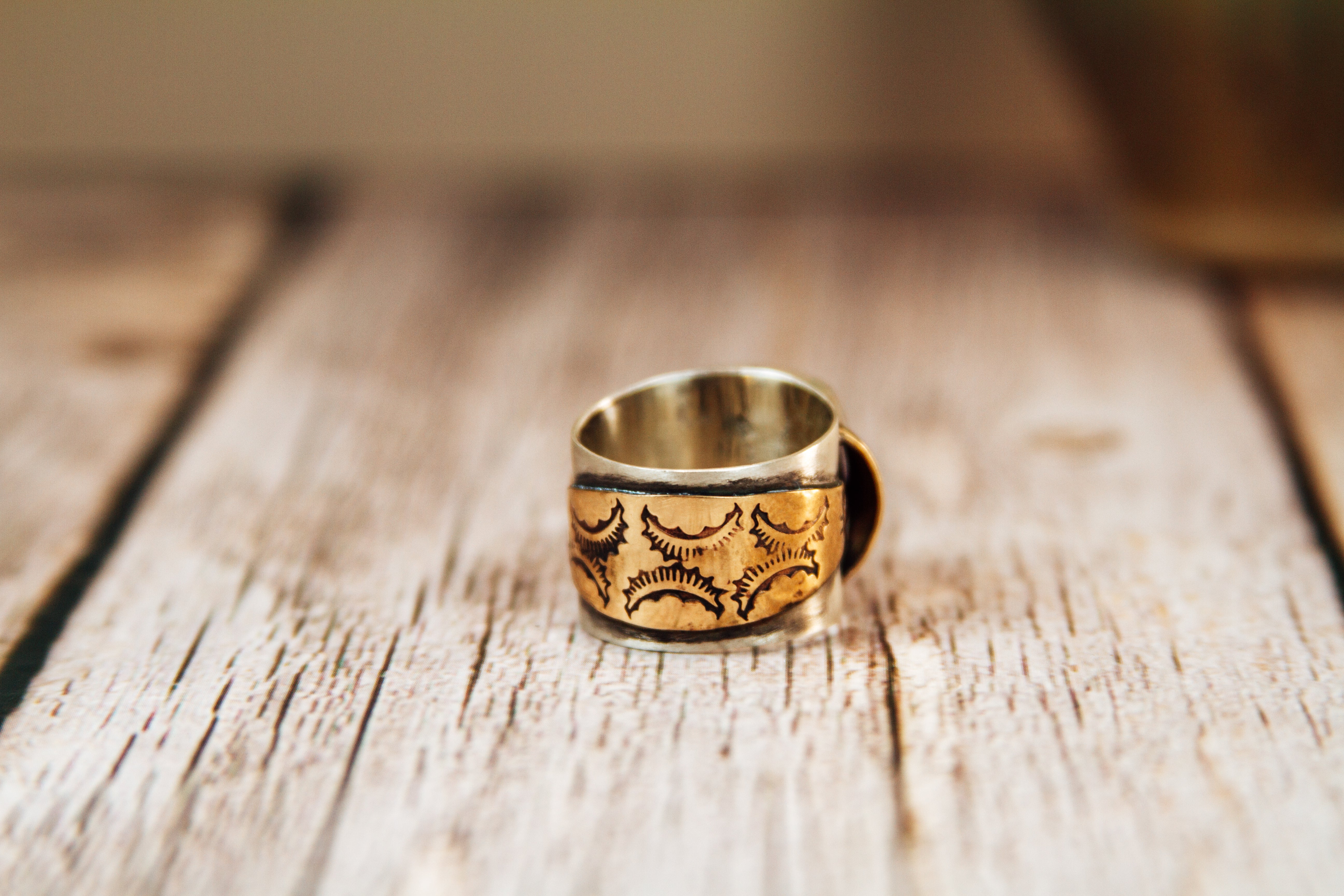 Handmade Sterling Silver & Jeweler’s Gold Ring | Tiffany Stone Statement Ring | Size 7