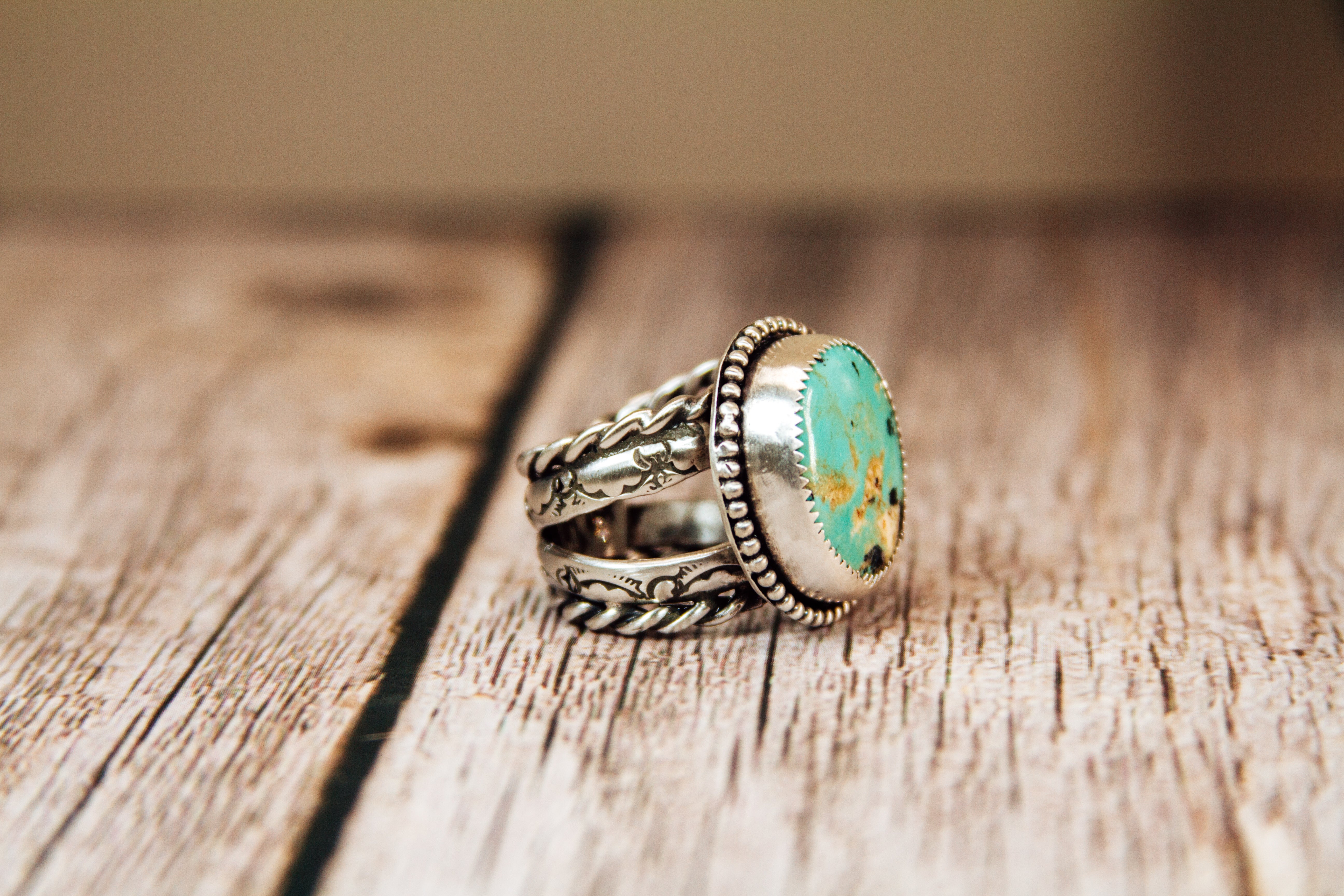 Handmade Sterling Silver Ring | Baja Turquoise Statement Ring | Size 5
