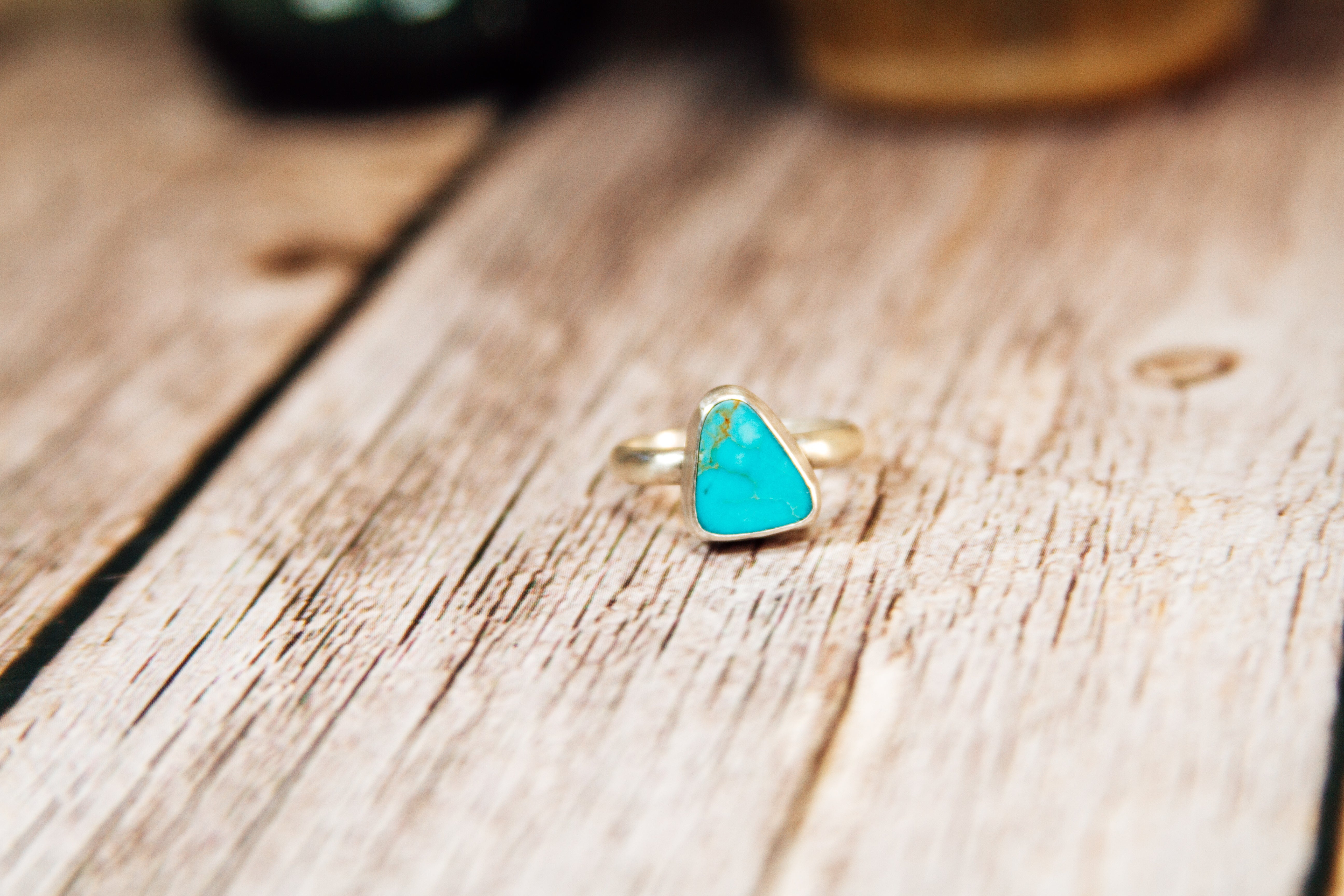 Handmade Sterling Silver Ring | Kingman Turquoise Daily Stacker Ring |