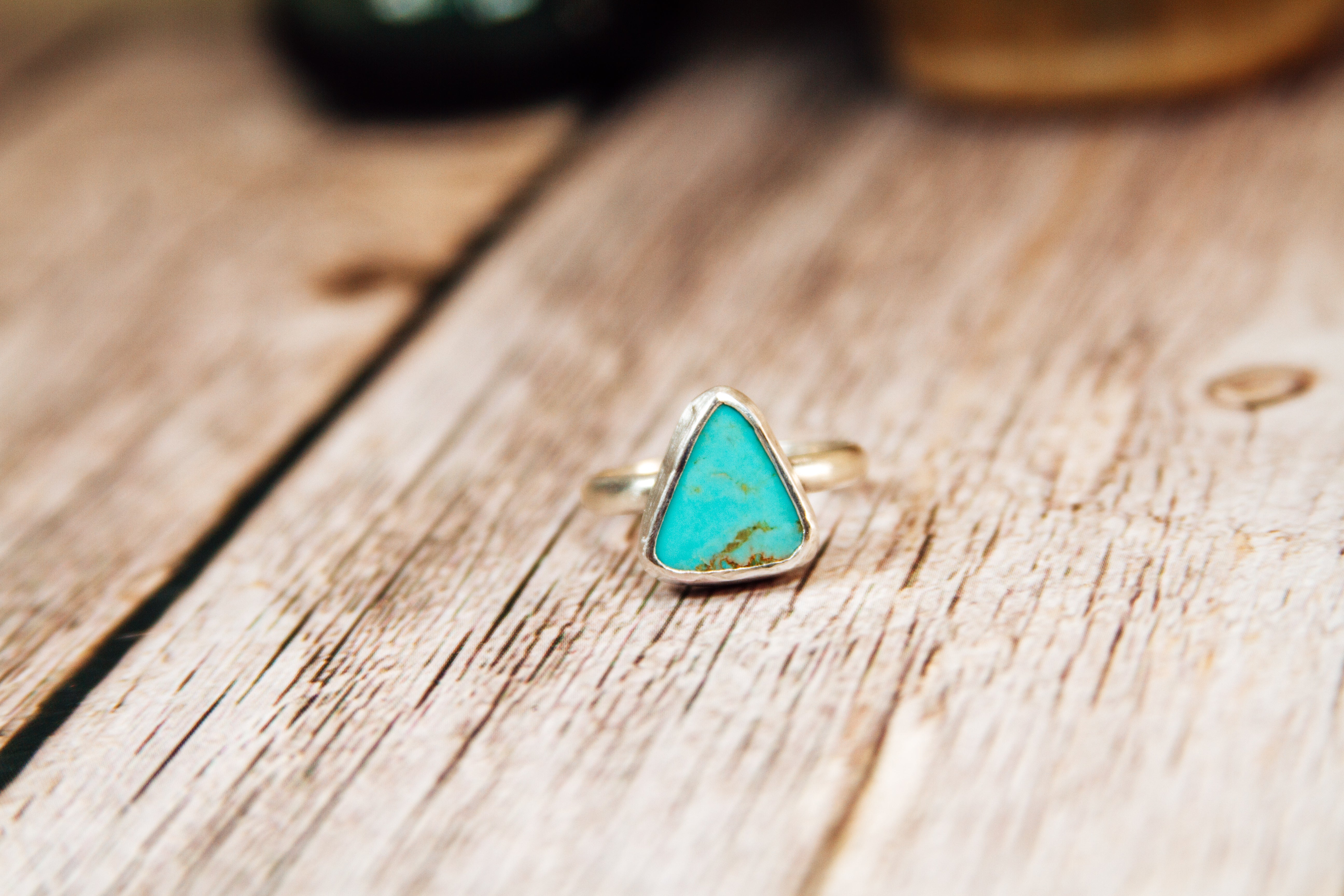 Handmade Sterling Silver Ring | Kingman Turquoise Daily Stacker Ring |