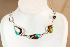 Handmade Sterling Silver Necklace | Royston Turquoise Choker Necklace | 15"