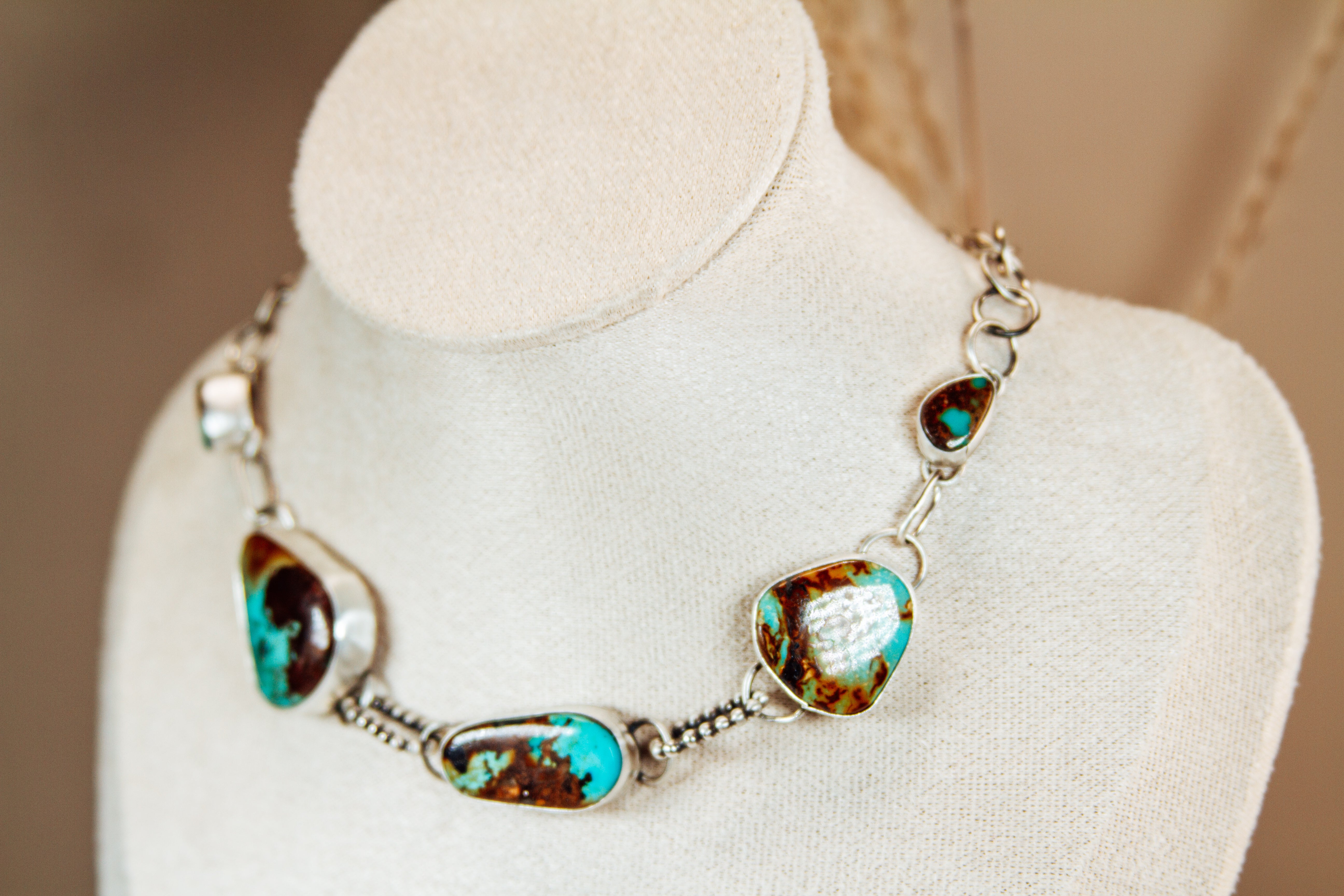 Handmade Sterling Silver Necklace | Royston Turquoise Choker Necklace | 15"