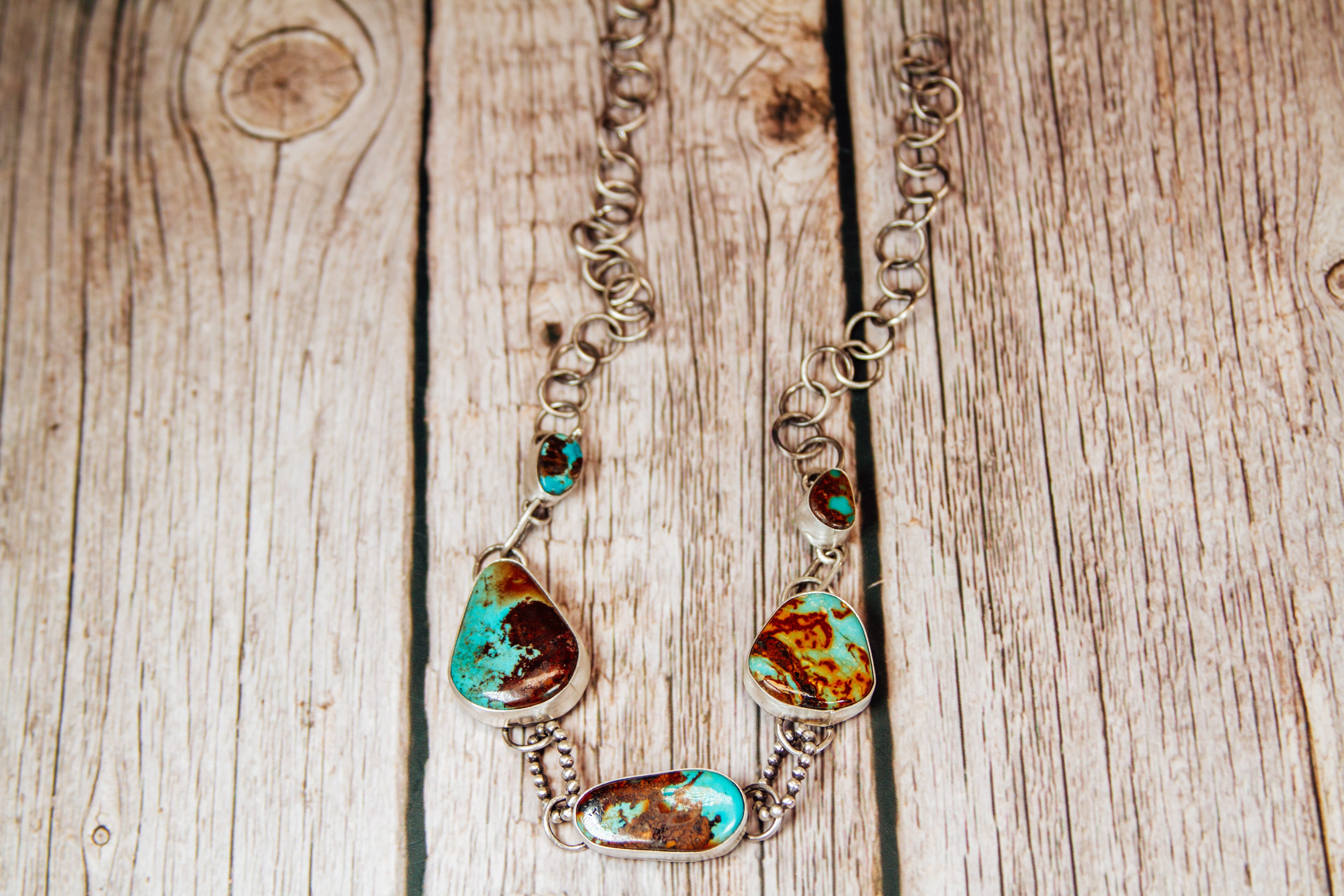 Handmade Sterling Silver Necklace | Royston Turquoise Choker Necklace | 15"