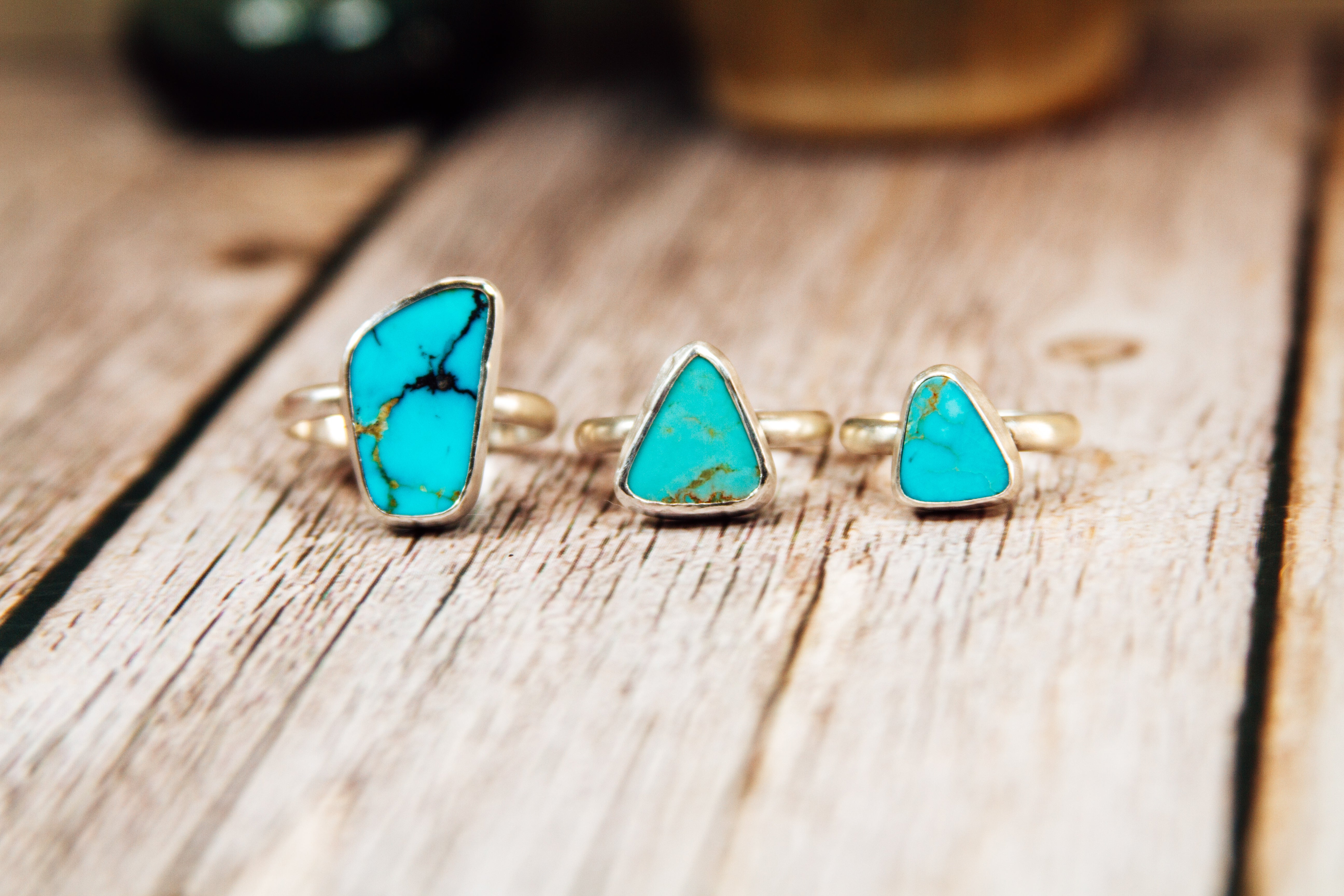 Handmade Sterling Silver Ring | Kingman Turquoise Daily Stacker Ring |