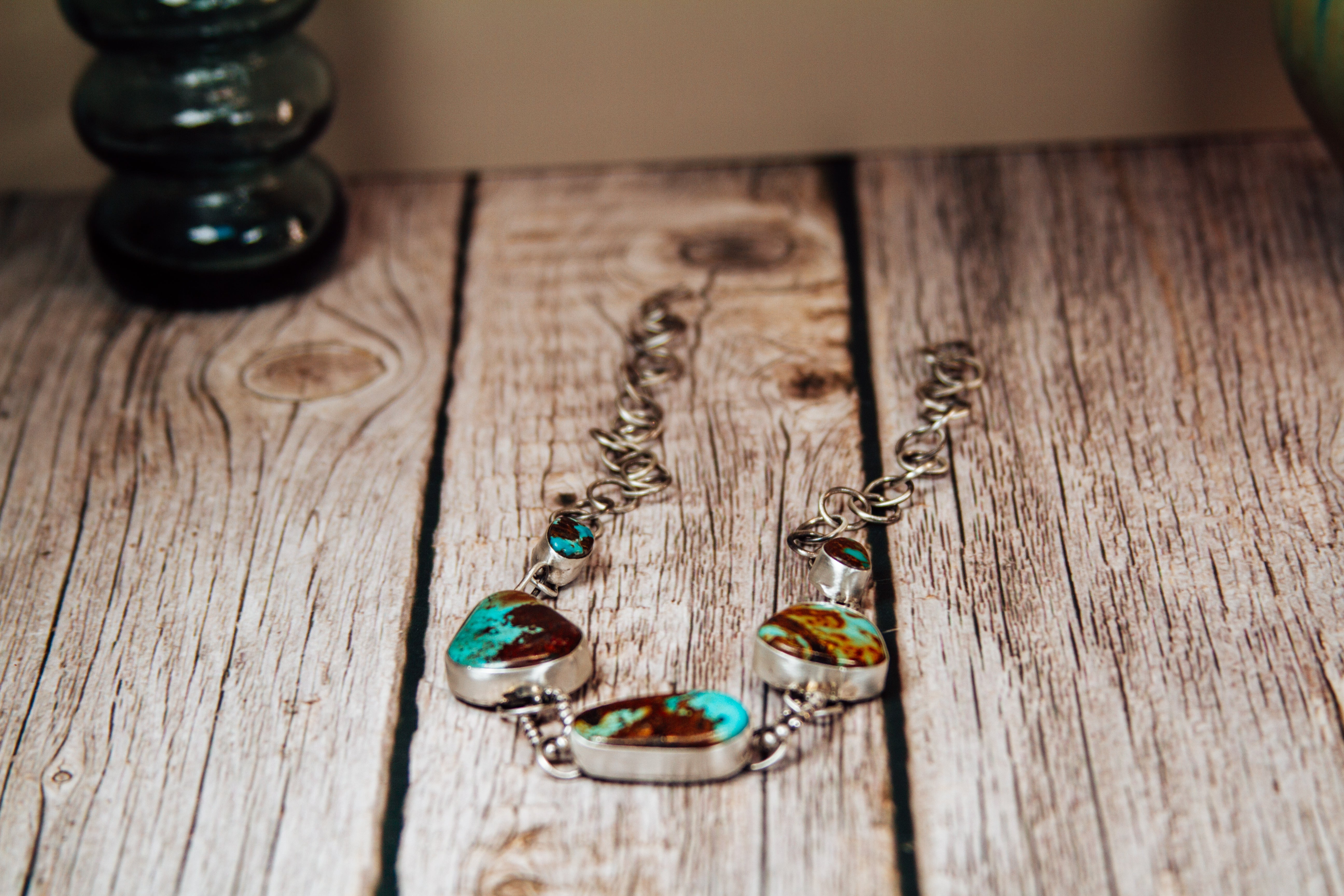 Handmade Sterling Silver Necklace | Royston Turquoise Choker Necklace | 15"