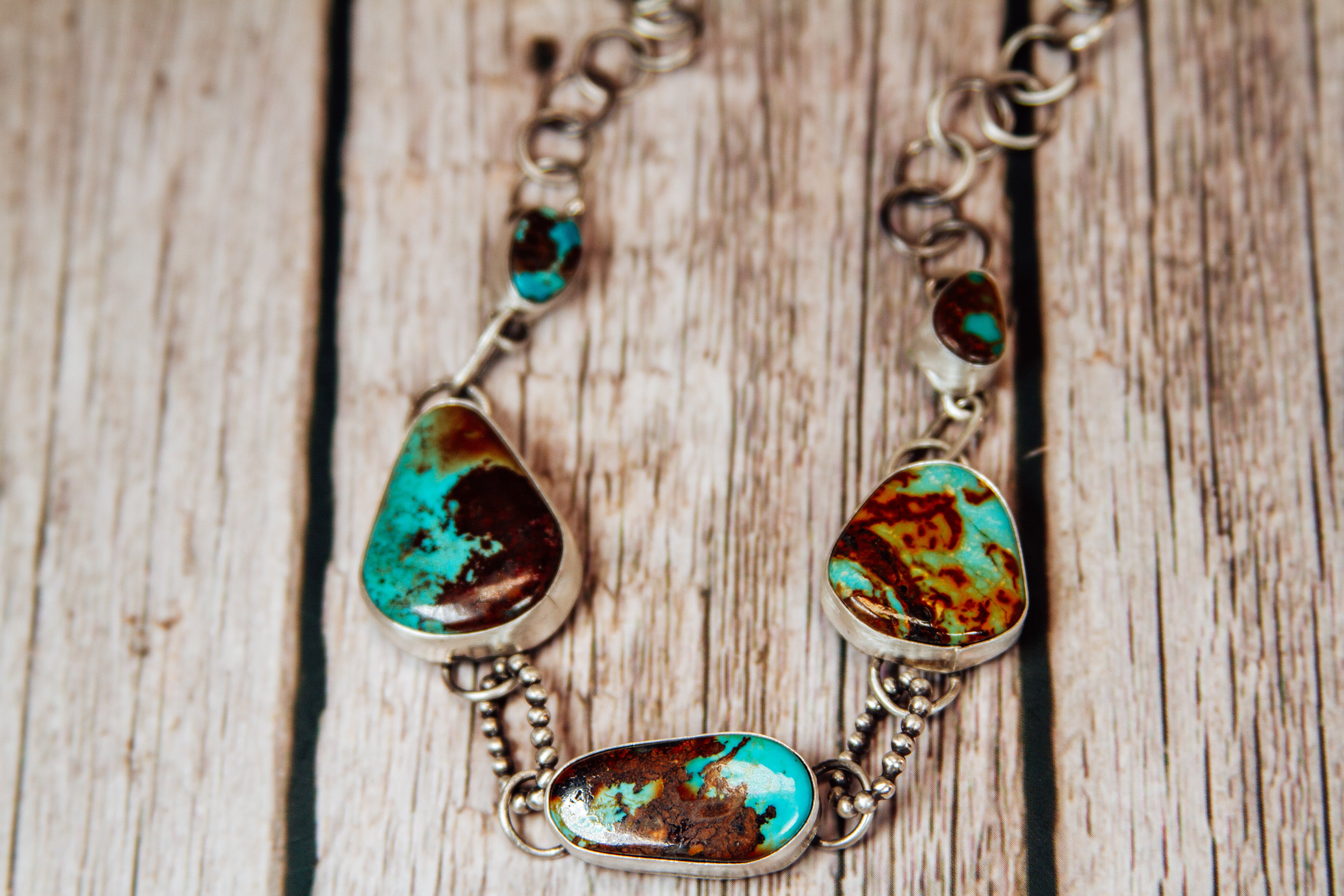 Handmade Sterling Silver Necklace | Royston Turquoise Choker Necklace | 15"