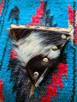 Blossom Tooled Leather & Cowhide Jewelry Pouch