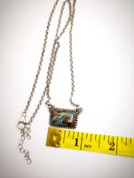 Handmade Sterling Silver Ribbon Royston Bar Necklace with Signed Nizhoni