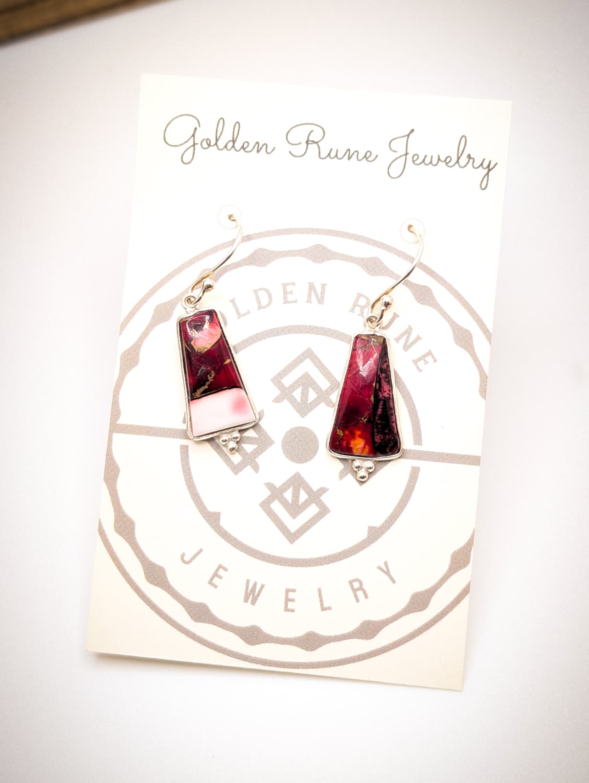 Red Rose Dahlia Dangle Earrings - Sterling Silver