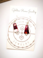 Red Rose Dahlia Dangle Earrings - Sterling Silver