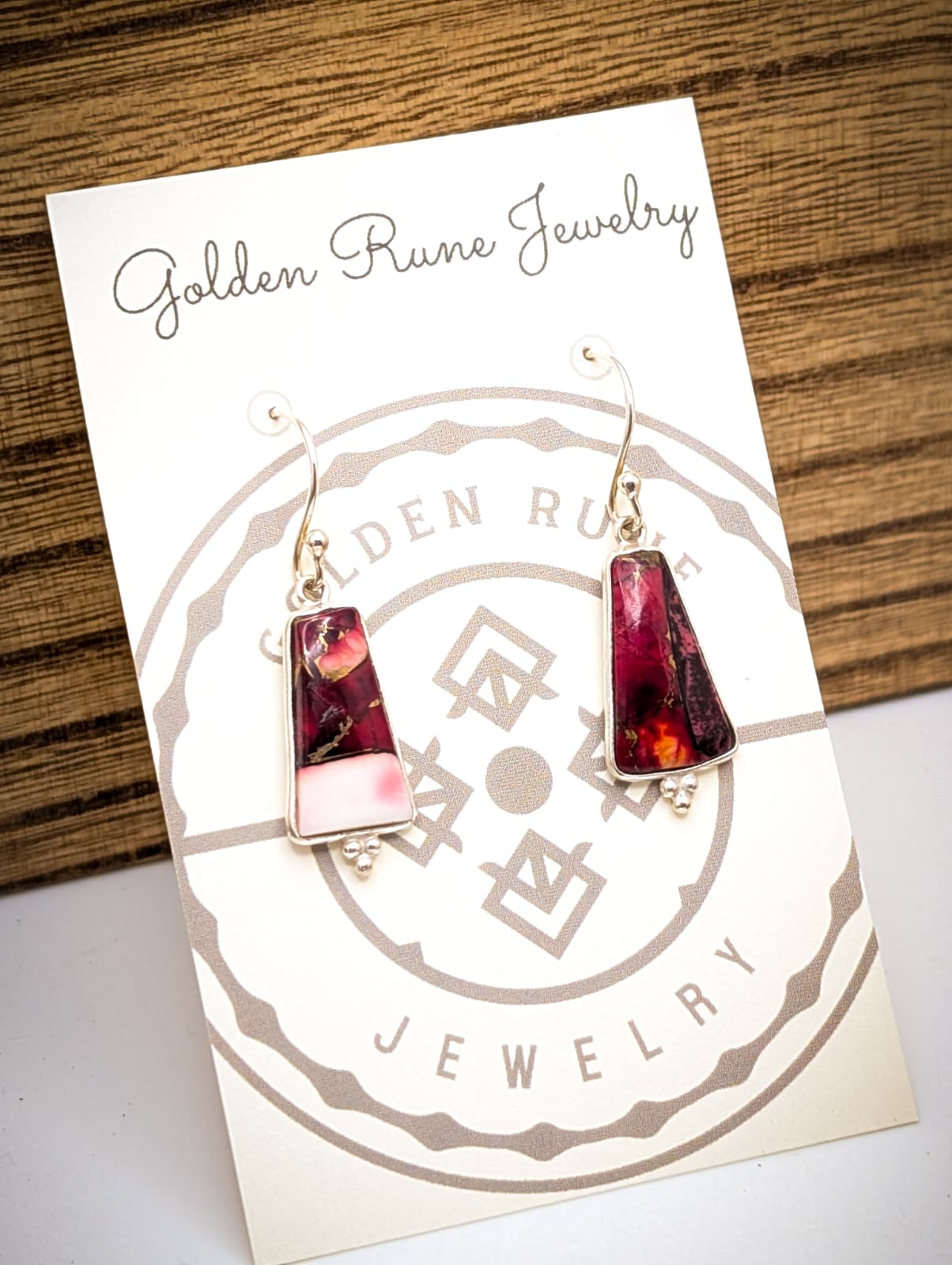 Red Rose Dahlia Dangle Earrings - Sterling Silver