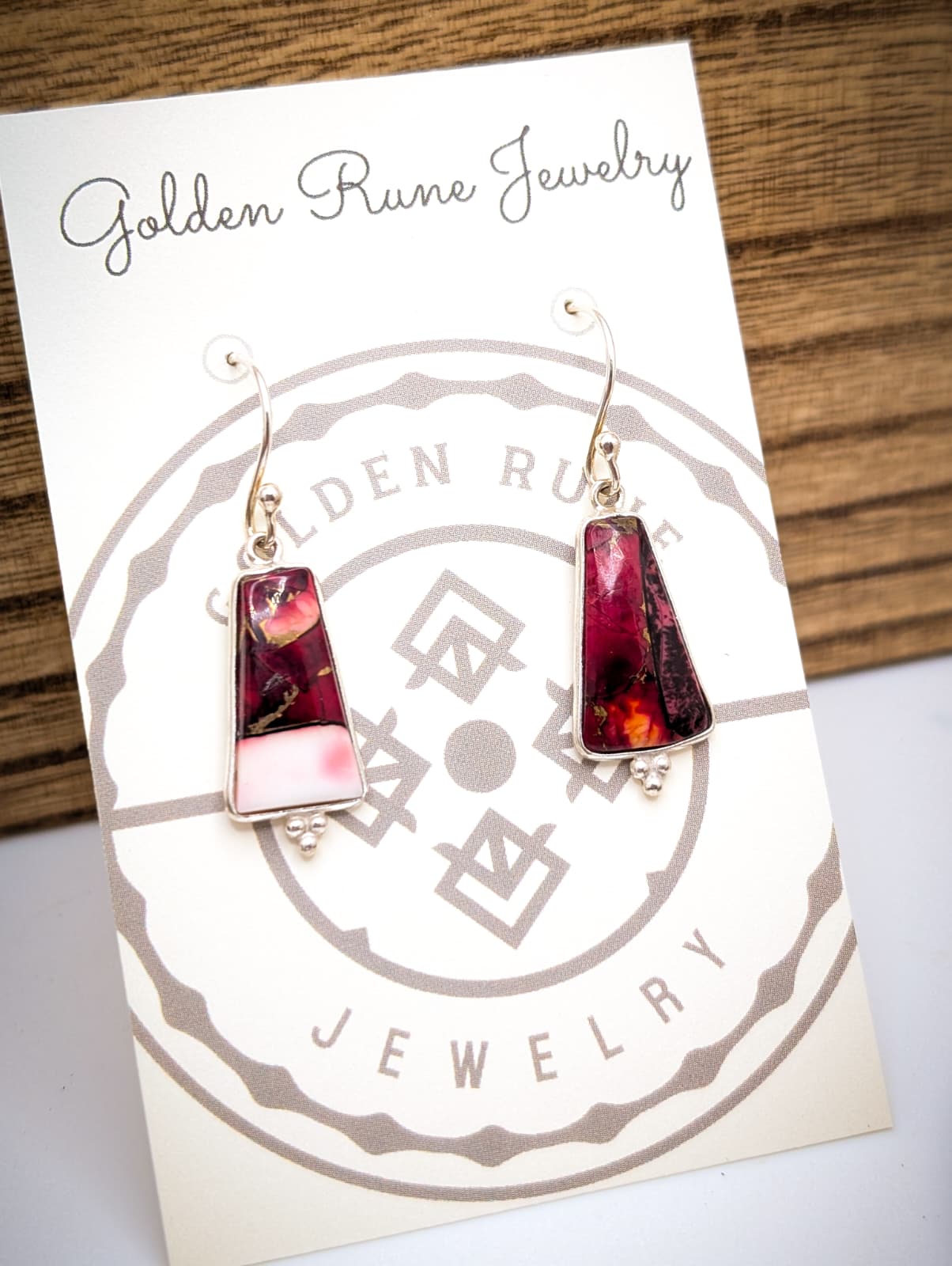 Red Rose Dahlia Dangle Earrings - Sterling Silver