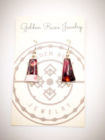 Red Rose Dahlia Dangle Earrings - Sterling Silver