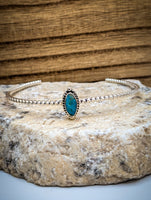 Artisan Made Turquoise Dainty Rope Cuff Bracelet | 925 Sterling Silver