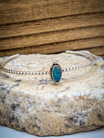Artisan Made Turquoise Dainty Rope Cuff Bracelet | 925 Sterling Silver