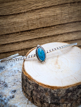 Artisan Made Turquoise Dainty Rope Cuff Bracelet | 925 Sterling Silver