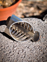 Navajo Kingman Turquoise Crawler Sterling Silver Ring Signed Timothy Yazzie size 9