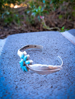 Turquoise Feather Cuff Bracelet | 925 Sterling Silver