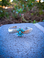 Turquoise Feather Cuff Bracelet | 925 Sterling Silver