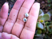 Navajo Sterling Silver White Buffalo & Opal Inlay Stud Earrings