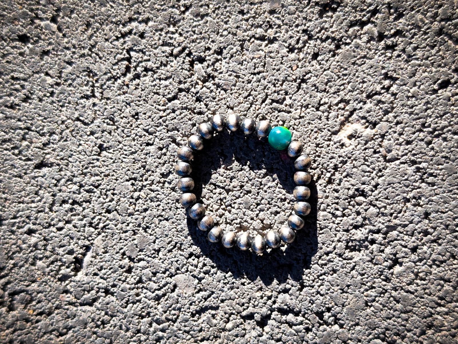 Sterling Silver Italian Pearl Ring Stretch Band with Lab Opal