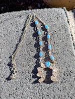 Blue Lab Opals & Herkimer Diamond Necklace - Sterling Silver - 17-18.25" Chain