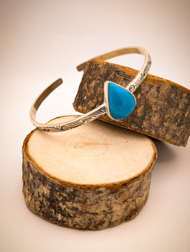 Turquoise Teardrop Cuff Bracelet | 925 Sterling Silver