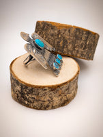 Navajo Turquoise Thunderbird Sterling Silver Ring Size Adjustable