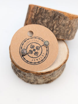 Handmade Sterling Silver Raw Opal Stud Earrings