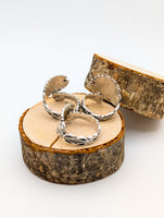 Sterling Silver Spoon Rings, Daisy Pattern, Adjustable