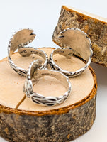 Sterling Silver Spoon Rings, Daisy Pattern, Adjustable