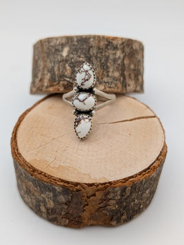 Triple Stone Wild Horse Jasper Sterling Silver Ring Size 9