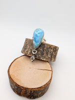 Larimar Teardrop Sterling Silver Ring size 8.25