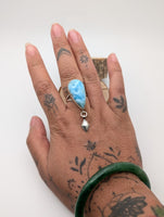 Larimar Teardrop Sterling Silver Ring size 8.25