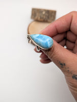 Larimar Teardrop Sterling Silver Ring size 8.25