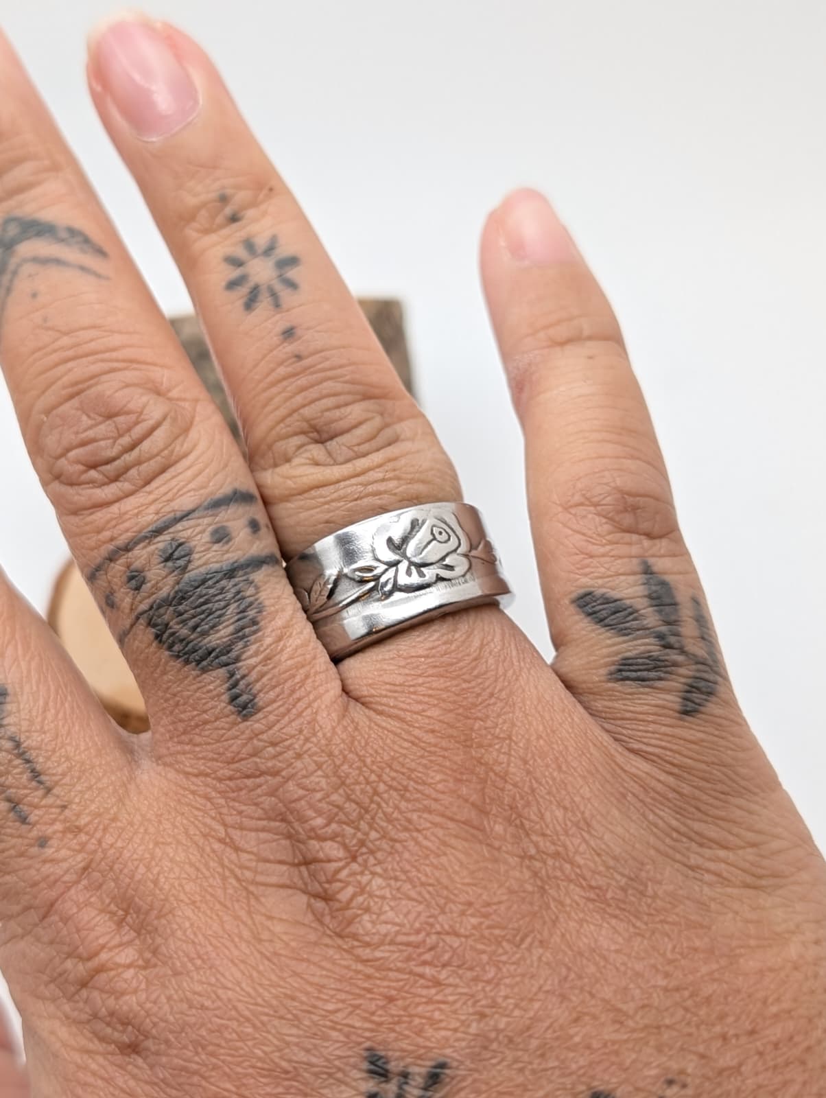 Silver Spoon Ring, National Stainless size 6.25