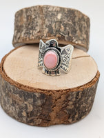 Pink Conch Thunderbird Sterling Silver Ring size 8.25