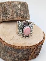 Pink Conch Thunderbird Sterling Silver Ring size 8.25